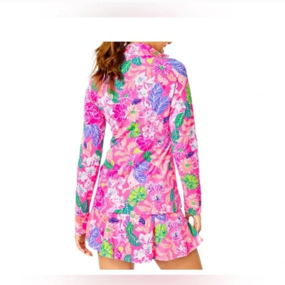 Lilly Pulitzer Luxletic Brittana UPF 50+ Jacket Pink Isle Best Of Friends - Picture 6 of 14